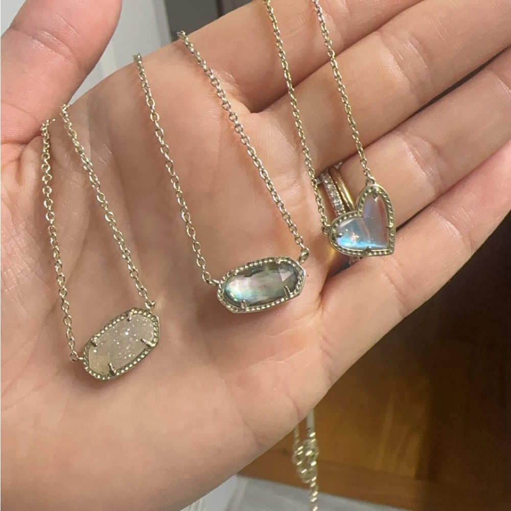 Kendra Scott Iridescent Silver Necklace Trio